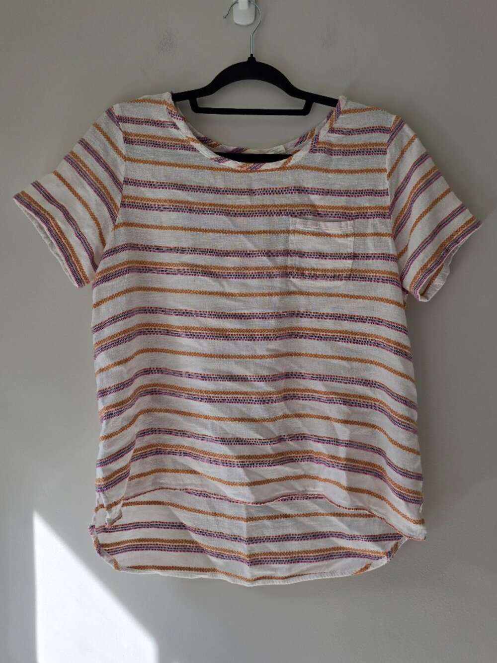 C&C California Textured Stripe Short Sleeve Pocket Top Department Women Size M